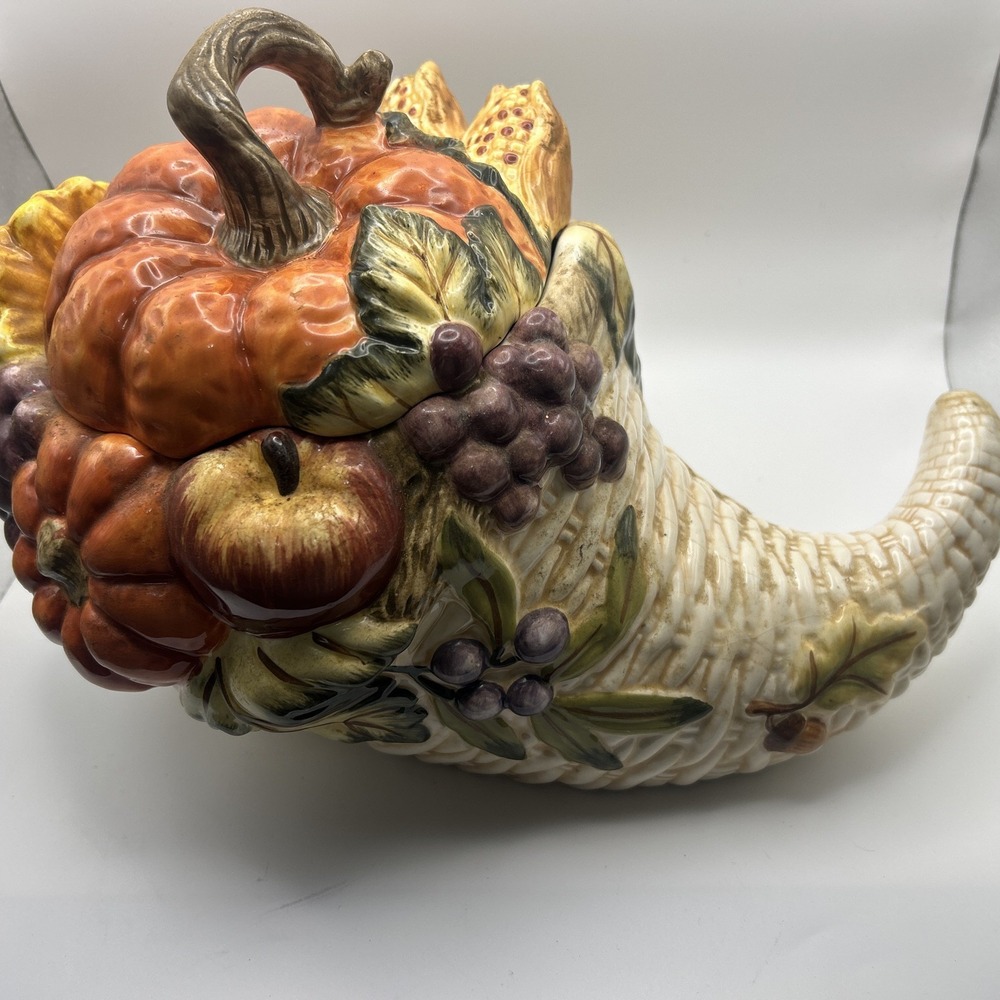 Thanksgiving Autum Bico China Cornucopia Cookie Jar/ centerpiece Ceramic
